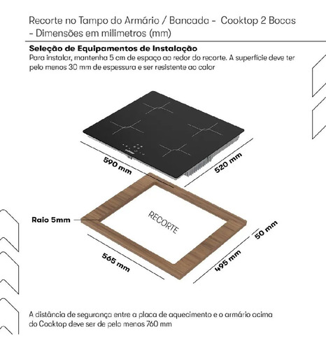 Cooktop de Indução Itatiaia Master 4Q 220V - Preto