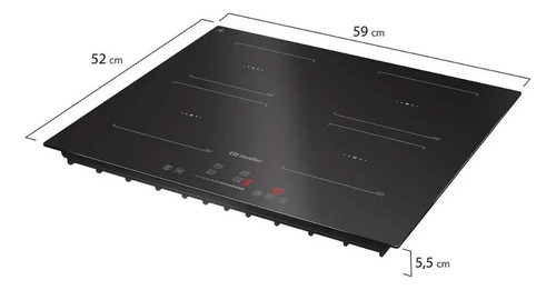 Cooktop de Indução Mueller 4 Bocas 7200W Painel Touch Preto