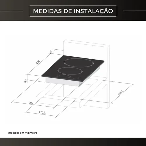 Cooktop Fischer 2q Elétrico Preto 220v Vitrocerâmica