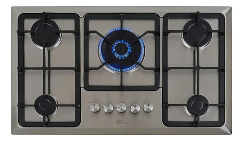 Cooktop gas fischer 5 bocas tripla chama infinity mesa inox