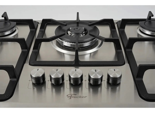 Cooktop Gás Fischer 5 Bocas Tripla Chama Infinity Mesa Inox Inox