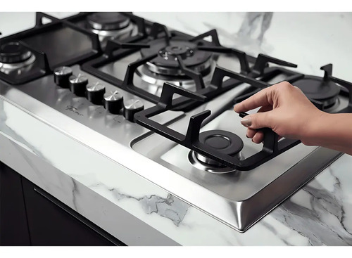 Cooktop Gás Fischer 5 Bocas Tripla Chama Infinity Mesa Inox Inox