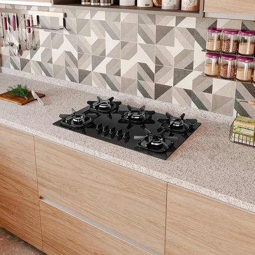 Cooktop Mueller 5 Bocas com Queimador Ultra Chama Preto