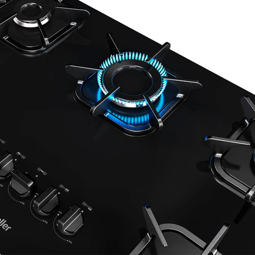 Cooktop Mueller 5 Bocas com Queimador Ultra Chama Preto