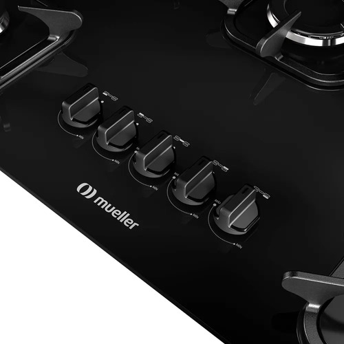 Cooktop Mueller 5 Bocas com Queimador Ultra Chama Preto