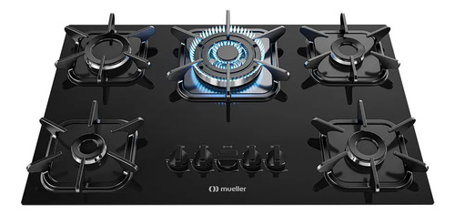 Cooktop mueller 5 bocas preto com queimador tripla chama