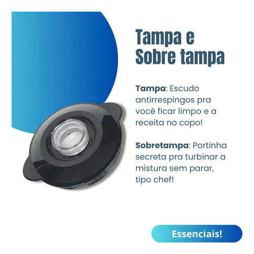 Copo Liquidificador Mondial Turbo Inox L1200 L-1200 Preto
