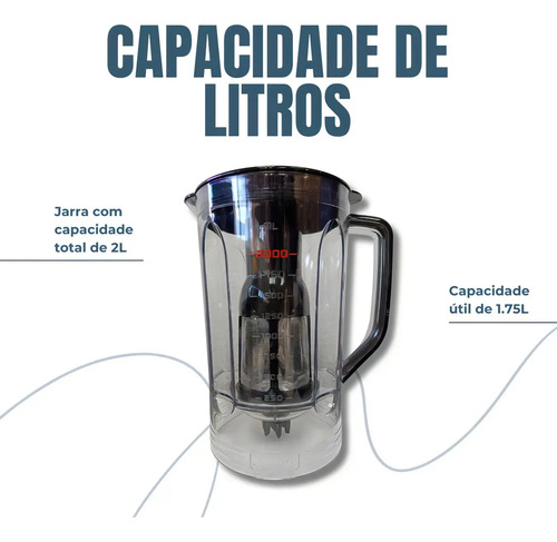Copo Liquidificador Mondial Turbo Inox L1200 L-1200 Preto