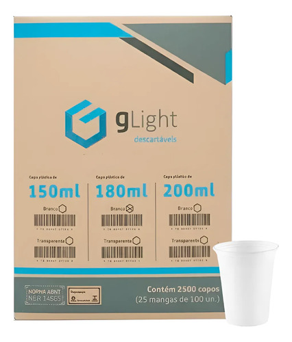 Copo p agua reforcado 180ml transp descartavel ps 2500 uni 1