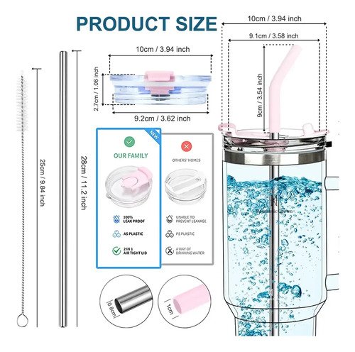 Copo Térmico Gigante 1,2l Inox Com Tampa E Inox Canudo Cor Rosa Cor Pura / Material Fosco