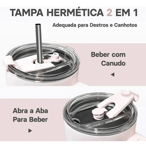 Copo Térmico Gigante 1,2l Inox Com Tampa E Inox Canudo Cor Rosa Cor Pura / Material Fosco