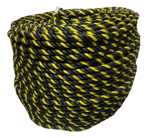 Corda sinalizacao preta e amarela 10 mm 150metros pe