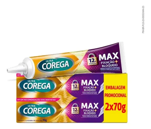 Corega ultra creme max fixacao sem sabor kit corega 2un 70g