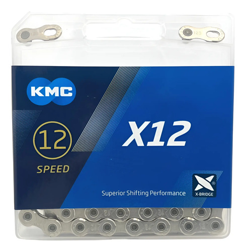 Corrente kmc x12 silver prata 126 elos 12v 1x12v mtb speed