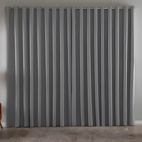 Cortina blackout em tecido 300x280 corta luz cor cinza