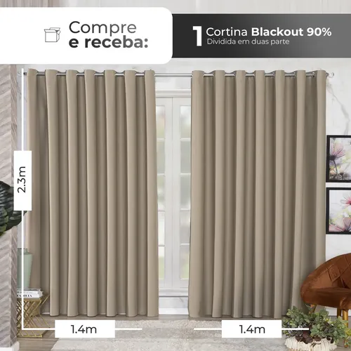 Cortina Blackout Tecido Grosso 2,80x2,30 Porta Sala Quarto