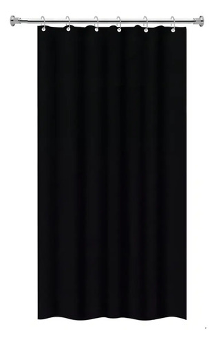 Cortina De Banheiro Box Lisa Impermeável Antimofo Com Ganchos Cor Preto Marianopole