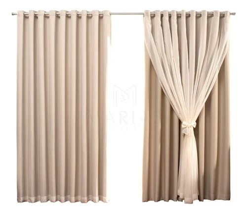 Cortina de Blackout com Voil Liso para varão simples - 4,00 x 2,70