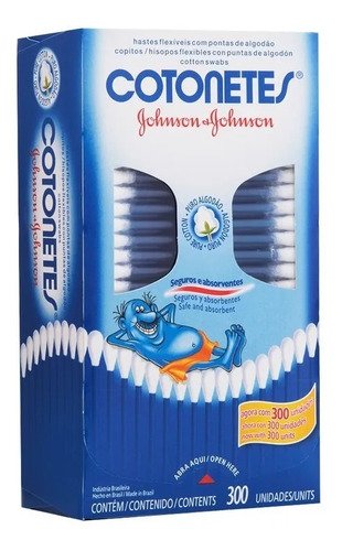 Cotonetes flexiveis de algodao 300 unidades johnson johnson