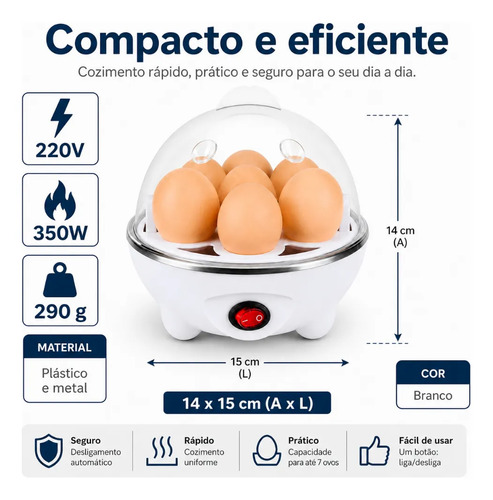 Cozedor De Ovos Elétrico Máquina De Portátil A Vapor 110/220