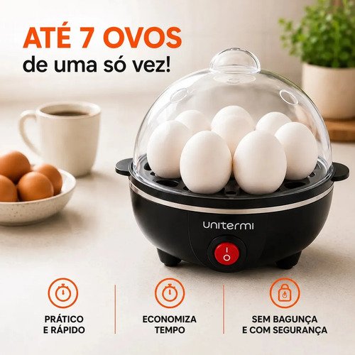 Cozedor de Ovos Elétrico Portátil a Vapor para até 7 Ovos com Desligamento Automático ViaCruz