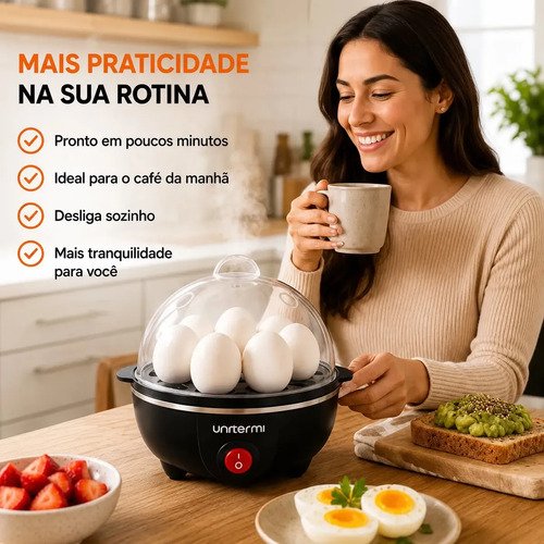 Cozedor de Ovos Elétrico Portátil a Vapor para até 7 Ovos com Desligamento Automático ViaCruz