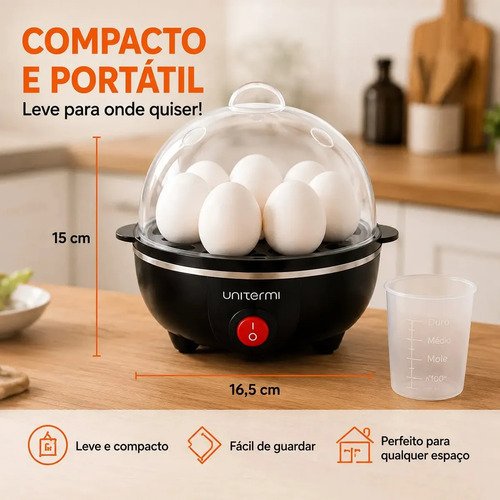 Cozedor de Ovos Elétrico Portátil a Vapor para até 7 Ovos com Desligamento Automático ViaCruz
