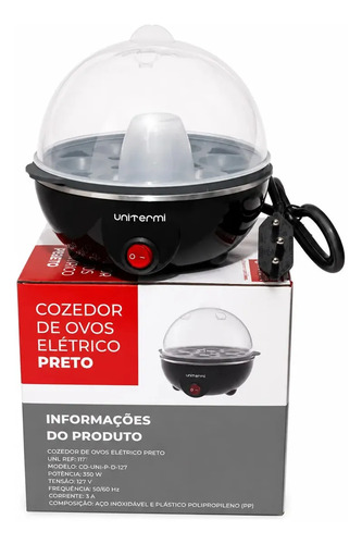 Cozedor de ovos eletrico portatil cozinha a vapor cor preto