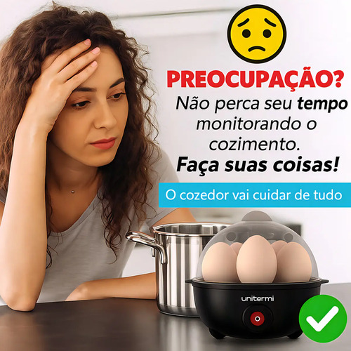 Cozedor De Ovos Elétrico Portátil Cozinha À Vapor cor Preto