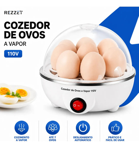 Cozedor eletrico de ovos commlite para 7 ovos com desligamen