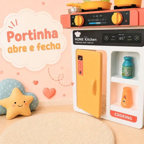 Cozinha De Brinquedo Infantil Com Acessórios Sai Água E Som Rosa
