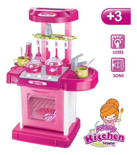 Cozinha de brinquedo infantil completa princess replay kids