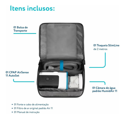 Cpap Automático Airsense S11 Autoset C/ Umidificador Resmed
