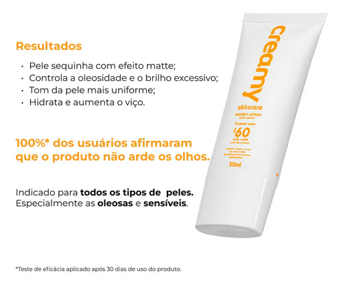 Creamy Skincare Protetor Solar 50g | FPS 60,