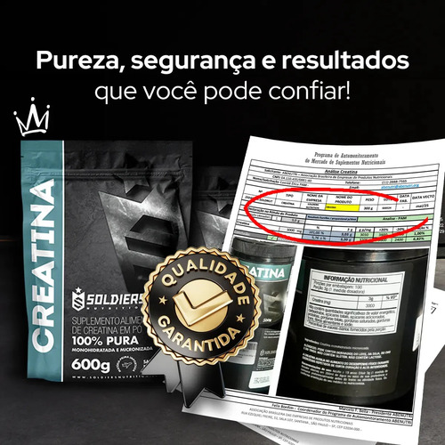 Creatina 2kg Suplemento Monohidratada em pó 100% Pura - Soldiers Nutrition
