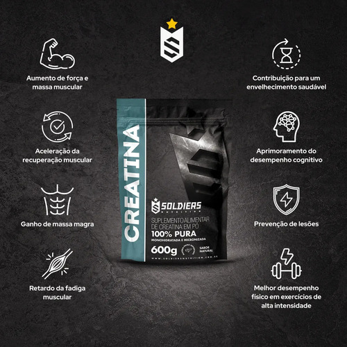 Creatina 2kg Suplemento Monohidratada em pó 100% Pura - Soldiers Nutrition