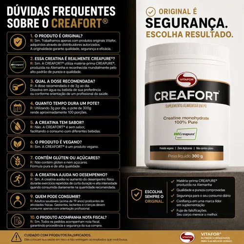 Creatina Creapure Creafort Vitafor Monohidratada 300g Pote