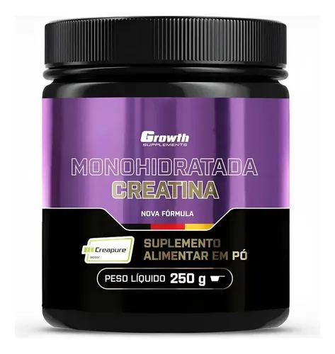 Creatina creapure growth suplementos 250g sem sabor original