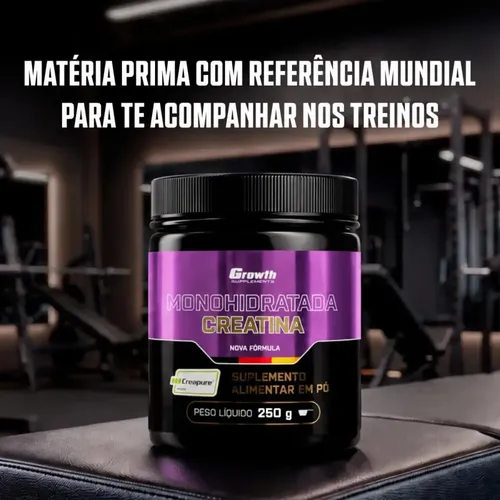 Creatina Creapure Growth Suplementos 250g Sem Sabor Original