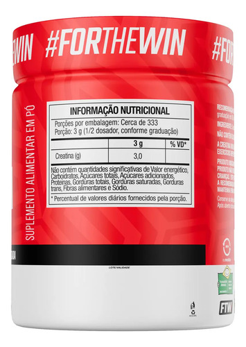 Creatina Monohidratada 100% Pura Pote 1kg - FTW