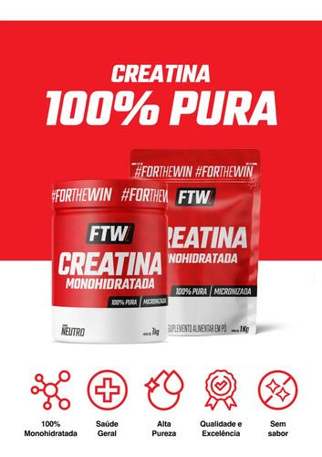 Creatina Monohidratada 100% Pura Pote 1kg - FTW
