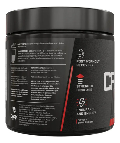 Creatina Monohidratada Em Pote 150g 100% Pura Dark Lab