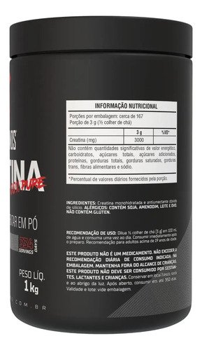 Creatina Pó 100% Pura Monohidratada Espartanos 1kg Aprovada Sabor Neutro