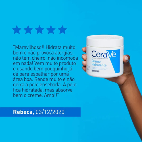 Creme Hidratante Corporal e facial para Pele Seca a Extra Seca Sem Perfume 454g CeraVe