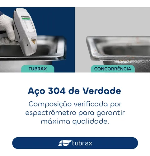 Cuba 50x40 Pia Cozinha Tubrax Inox 304 Gourmet Premium