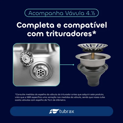 Cuba 50x40 Pia Cozinha Tubrax Inox 304 Gourmet Premium