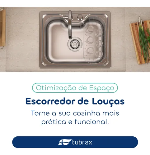 Cuba 50x40 Pia Cozinha Tubrax Inox 304 Gourmet Premium
