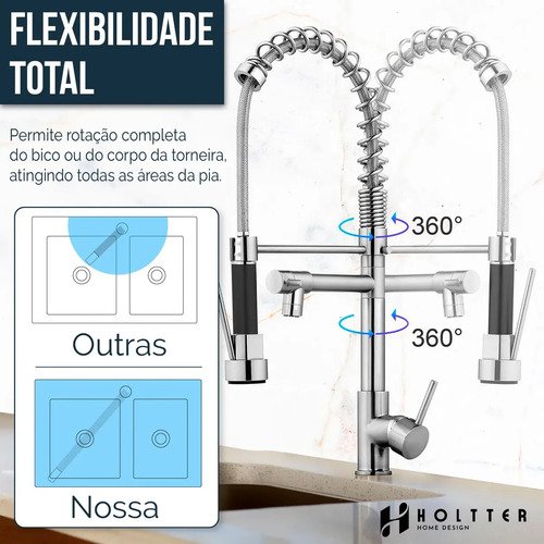 Cuba Cozinha Gourmet Aço Inox Tábua C/ Torneira Extensor Cor Prata Holtter Home Design