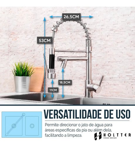 Cuba Cozinha Gourmet Aço Inox Tábua C/ Torneira Extensor Cor Prata Holtter Home Design