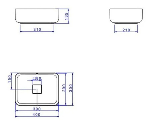 Cuba de Apoio Retangular Deca 30x40cm Branco Slim - L.13040.17